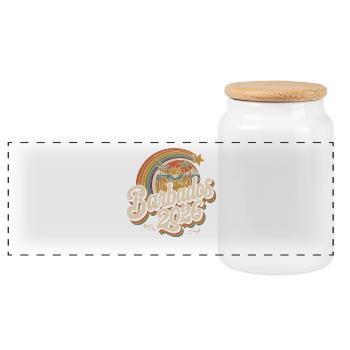 Barbados 2026 Beach Retro - Panoramic Cookie Jar with Wooden Lid - white - Front