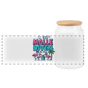 Malle Divas en tournée Fête féminine Flamingo à Majorque - Boîte à biscuits avec couvercle en bois - blanc - Devant