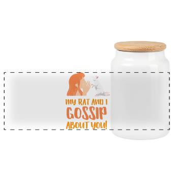 Rat, house rat, rat owner, rat lover - Panoramic Cookie Jar with Wooden Lid - white - Front