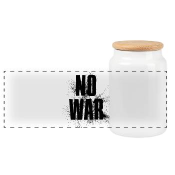 PAS DE GUERRE – Déclaration pour la paix contre la guerre - Boîte à biscuits avec couvercle en bois - blanc - Devant