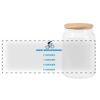Mein Wochenend-Plan: Radfahren Nonstop - Panorama Keksdose mit Holzdeckel - Weiß - Vorne