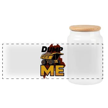 Dump Me : Graphique audacieux de camion-benne - Boîte à biscuits avec couvercle en bois - blanc - Devant