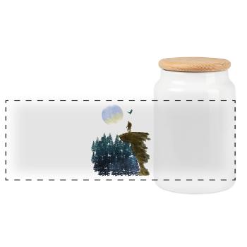 Aventure de randonneurs en montagne et sur rochers - Boîte à biscuits avec couvercle en bois - blanc - Devant