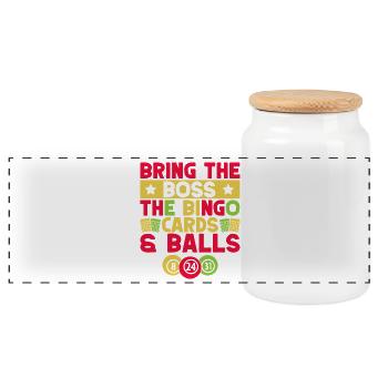 Bingo Jeu Apportez les cartes au chef Bingo - Boîte à biscuits avec couvercle en bois - blanc - Devant