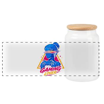 Fille Amante de Jeux Rétro - Boîte à biscuits avec couvercle en bois - blanc - Devant