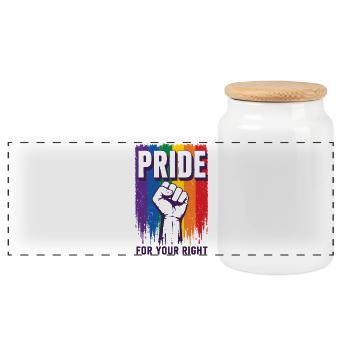 T-shirt Pride Rainbow Right Statement - Boîte à biscuits avec couvercle en bois - blanc - Devant