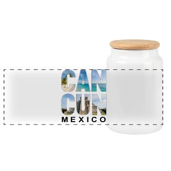 Cancun Mexico - Panorama Keksdose mit Holzdeckel - Weiß - Vorne