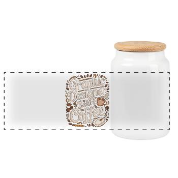 Graphic Designer Before Visual Artist Coffee Lover - Panoramic Cookie Jar with Wooden Lid - white - Front