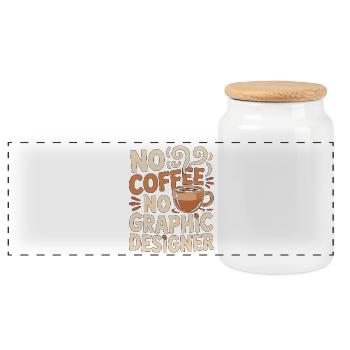Graphic Designer No Coffee Branding Coffee Lover - Panoramic Cookie Jar with Wooden Lid - white - Front