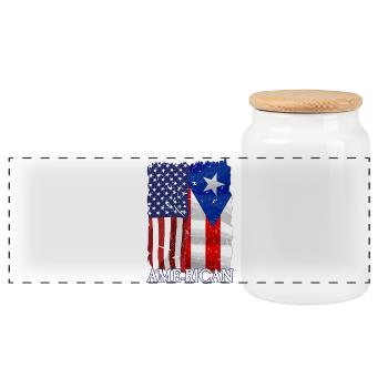 Amerikanisch Puerto-Ricanisch Puerto Rico - Panorama Keksdose mit Holzdeckel - Weiß - Vorne