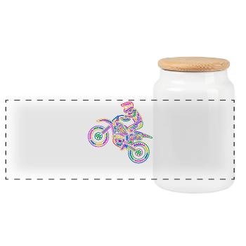 Motocross Dirt Bike Space Kids Dirt Bike - Boîte à biscuits avec couvercle en bois - blanc - Devant