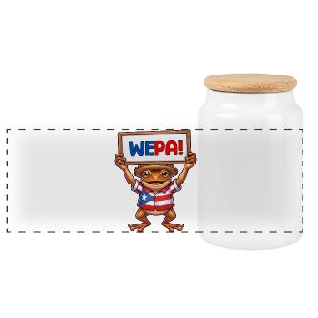 Grenouille Wepa Coqui Portoricaine - Boîte à biscuits avec couvercle en bois - blanc - Devant