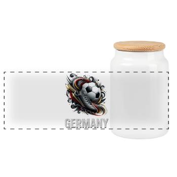 Germany Football Dynamics - Panoramic Cookie Jar with Wooden Lid - white - Front