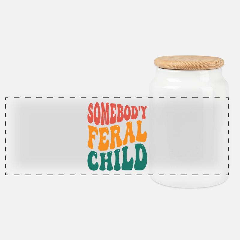 Wilder Kind Retro Typo - Panorama Keksdose mit Holzdeckel - Weiß