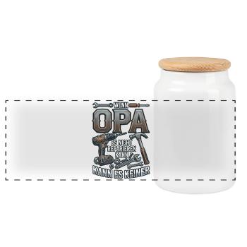 Wenn Opa es nicht reparieren kann Werkzeug - Panorama Keksdose mit Holzdeckel - Weiß - Vorne