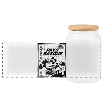 Pays Basque Surf Culture Vintage Japonais - Boîte à biscuits avec couvercle en bois - blanc - Devant