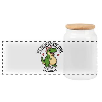 Désir de dinosaure Pregosaurus Rex de la mère enceinte - Boîte à biscuits avec couvercle en bois - blanc - Devant