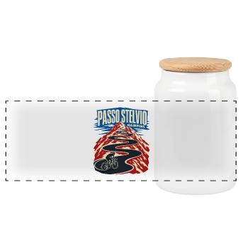 Ascension des Alpes sur route des épingles de Passo Stelvio - Boîte à biscuits avec couvercle en bois - blanc - Devant