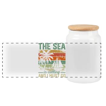 La mer m’appelle et je dois y aller marin, voile Capta. - Boîte à biscuits avec couvercle en bois - blanc - Devant