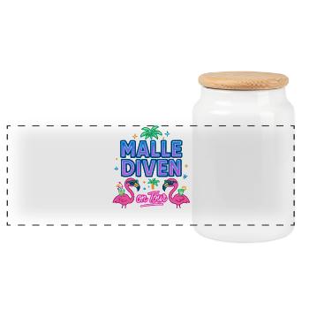 Malle Divas en tournée Fête féminine Flamingo à Majorque - Boîte à biscuits avec couvercle en bois - blanc - Devant