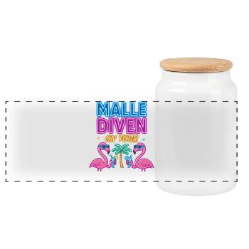 Malle Divas en tournée Fête féminine Flamingo à Majorque - Boîte à biscuits avec couvercle en bois - blanc - Devant
