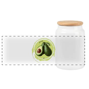 Illustration d’avocat dans un cercle - Boîte à biscuits avec couvercle en bois - blanc - Devant