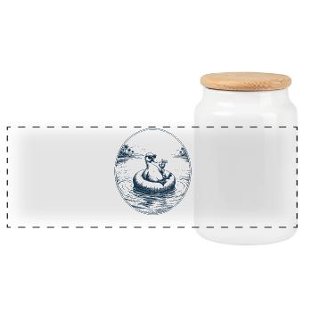 Ente mit Cocktail - Panorama Keksdose mit Holzdeckel - Weiß - Vorne