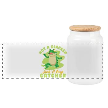 Attrapeur de grenouilles, pas un paresseux, juste un attrape-grenouille. - Boîte à biscuits avec couvercle en bois - blanc - Devant