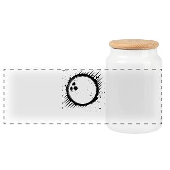 Bowling Ball Graphic - Panoramic Cookie Jar with Wooden Lid - white - Front
