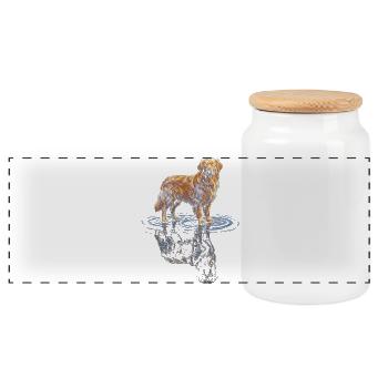 Goldener Retriever Wasserreflex - Panorama Keksdose mit Holzdeckel - Weiß - Vorne