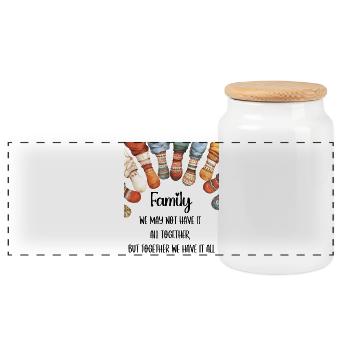 Citation de la famille ensemble - Boîte à biscuits avec couvercle en bois - blanc - Devant