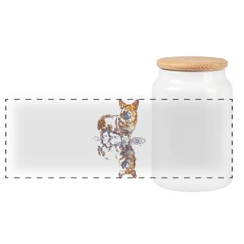 Corgi à réflexe hydrique - Boîte à biscuits avec couvercle en bois - blanc - Devant
