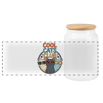 Des chats cool - Boîte à biscuits avec couvercle en bois - blanc - Devant