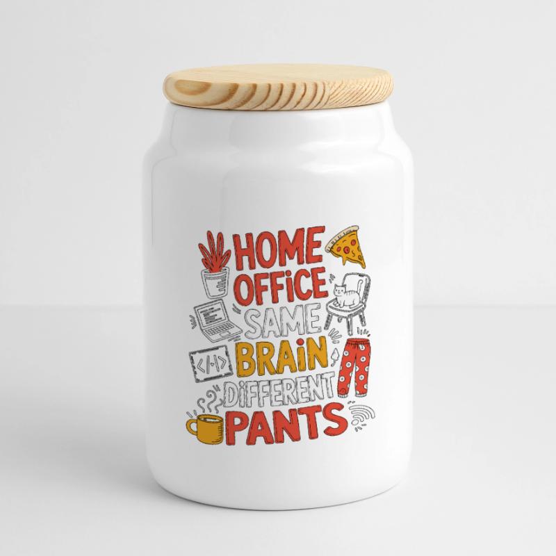 Remote Developer Home Office Same Web Developer Panorama Keksdose mit Holzdeckel