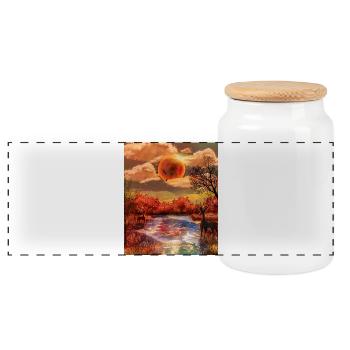 Surrealer Herbst in Estuario - Panorama Keksdose mit Holzdeckel - Weiß - Vorne