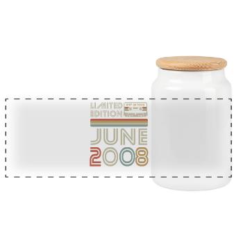 Limited Edition June 2008 Birthday Gift - Panoramic Cookie Jar with Wooden Lid - white - Front