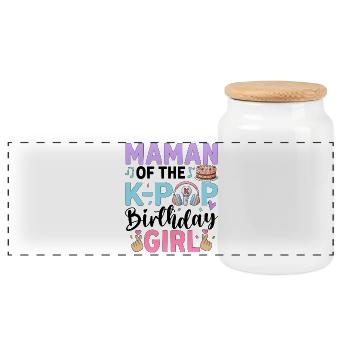 Maman of The K-Pop Birthday Girl - Panoramic Cookie Jar with Wooden Lid - white - Front