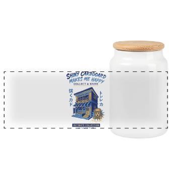 Shiny Cardboard Makes Me Happy Trading Card - Panoramic Cookie Jar with Wooden Lid - white - Front