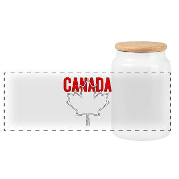 Canada Flag Maple Leaf Canadian - Panoramic Cookie Jar with Wooden Lid - white - Front