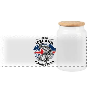 Voyage de pêche en Islande | Loup de mer 2026 - Boîte à biscuits avec couvercle en bois - blanc - Devant