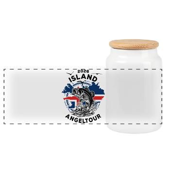 Island Angeltour 2026 Geschenk - Panorama Keksdose mit Holzdeckel - Weiß - Vorne