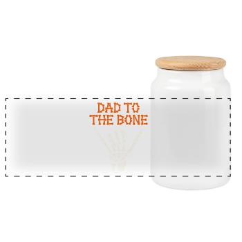 Papa d’Halloween à la main squelettique d’os Papa amusant - Boîte à biscuits avec couvercle en bois - blanc - Devant
