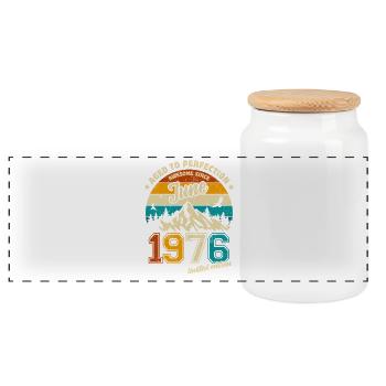 Édition limitée cadeau d’anniversaire de juin 1976 - Boîte à biscuits avec couvercle en bois - blanc - Devant
