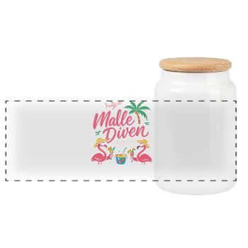 Malle Divas en tournée Fête féminine Flamingo à Majorque - Boîte à biscuits avec couvercle en bois - blanc - Devant