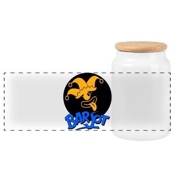 Barjot - Panoramic Cookie Jar with Wooden Lid - white - Front