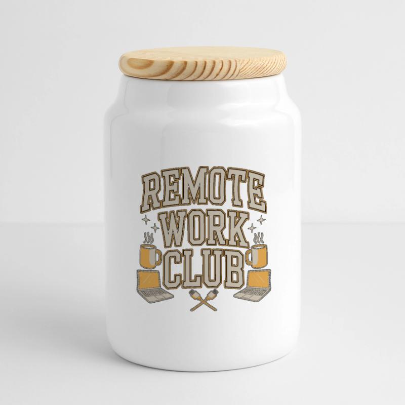 Remote Work Club Web Developer Remote Developer Panoramic Cookie Jar with Wooden Lid