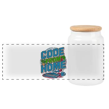 Remote Developer Code From Home Software Developer - Panorama Keksdose mit Holzdeckel - Weiß - Vorne