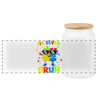 Six Seven Bruh 67e anniversaire garçon fille puzzle puzzle - Boîte à biscuits avec couvercle en bois - blanc - Devant