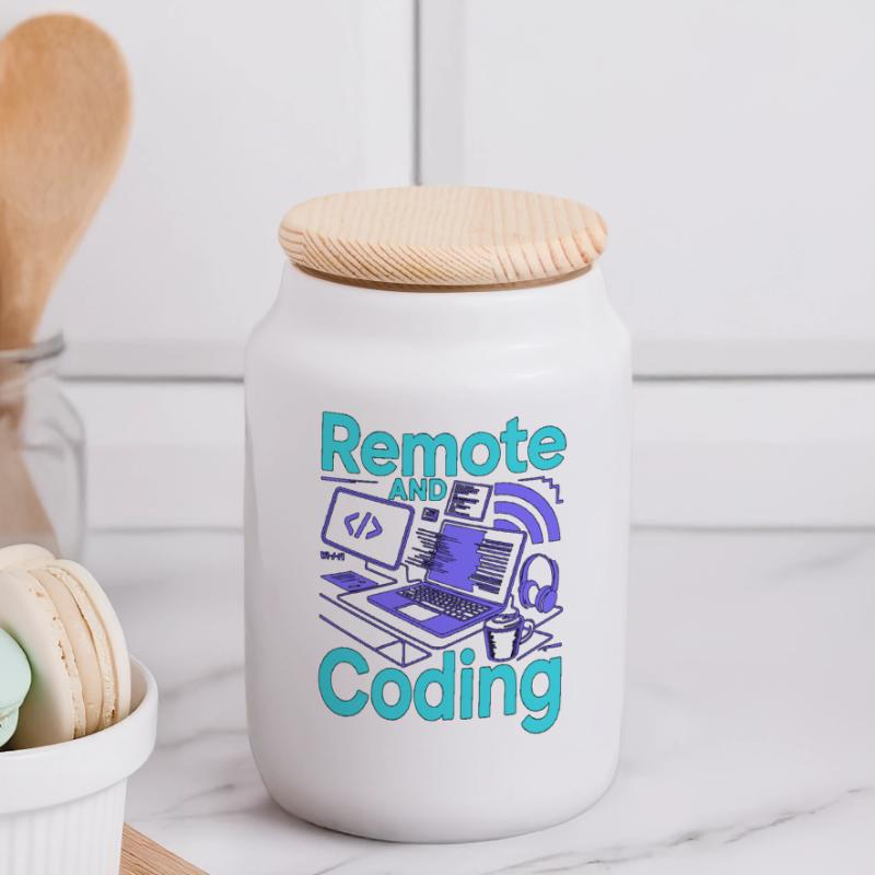Développeur à distance et programmeur web en programmation web Boîte à biscuits avec couvercle en bois