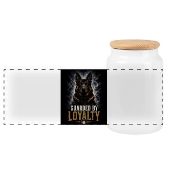 Guarded By Loyalty Hund Stark Dog Lover - Panorama Keksdose mit Holzdeckel - Weiß - Vorne